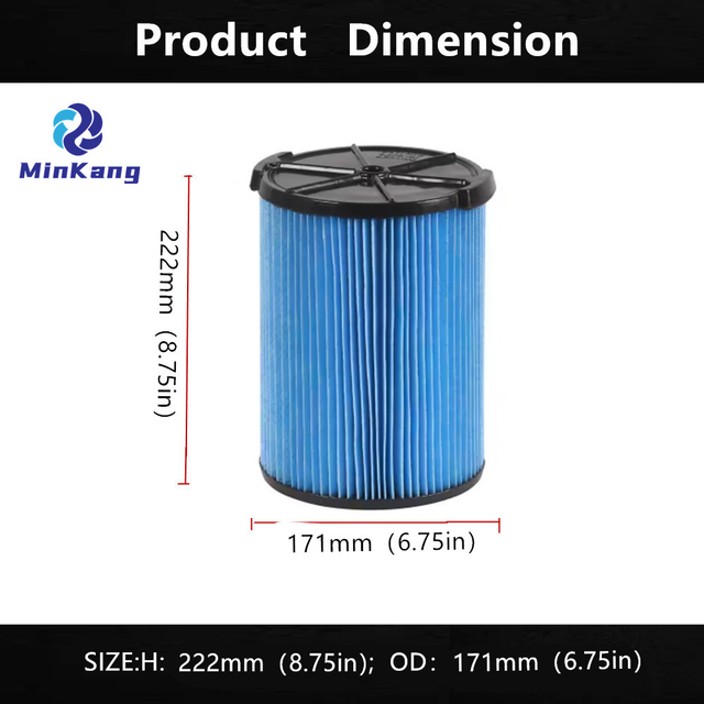 Filtro HEPA de cartucho de 3 capas de polvo fino VF5000 para aspiradoras en seco y húmedo Ridgid de 5 a 20 galones (azul)