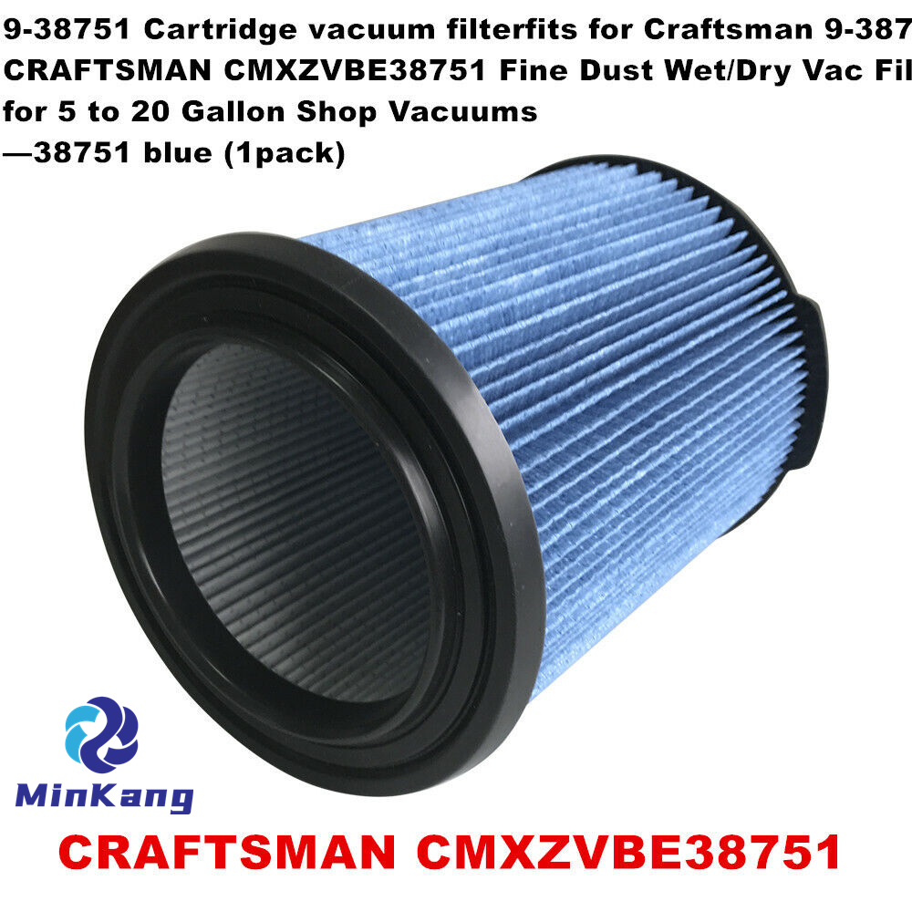 Filtro HEPA de vacío de cartucho azul 38751 9-38751 para filtro de aspiradora húmedo/seco de polvo fino Craftsman 38751 