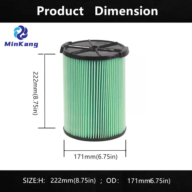 Filtro HEPA de cartucho de 5 capas VF6000 para aspiradoras Ridgid de 5 a 20 galones en seco y húmedo (verde)