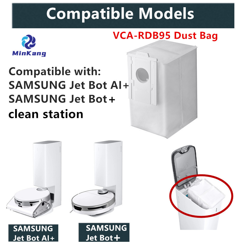 Modelo # VCA-RDB95 Bolsas para polvo con filtro de aire al vacío para estación de limpieza al vacío SAMSUNG Jet Bot AI+ / Jet Bot+