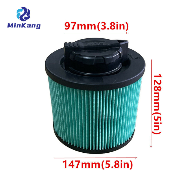 Filtro de cartucho plisado HEPA verde DXVC4003 en comparación con las aspiradoras de taller DeWalt de 4 galones