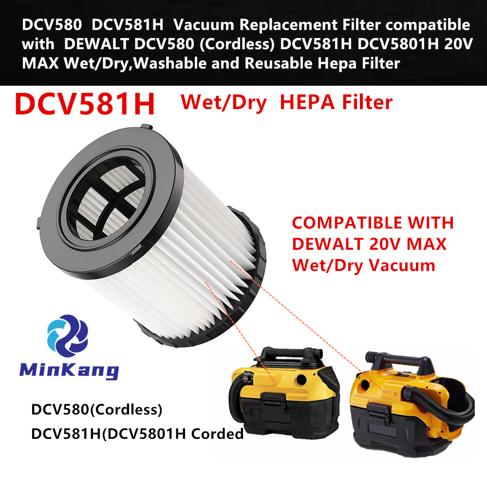 Filtro HEPA DCV581H para aspiradora DEWALT DCV580 DCV5801H lavable y reutilizable 