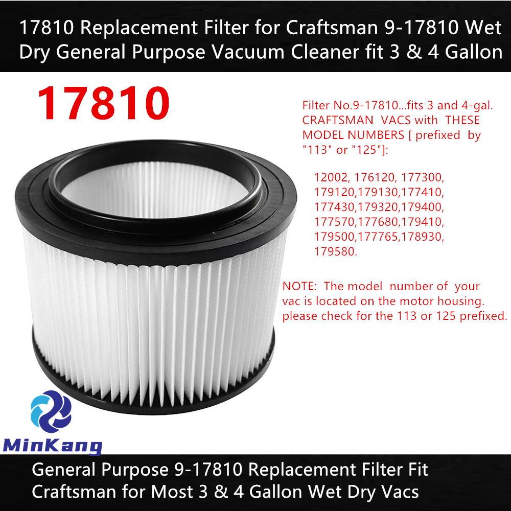 17810 Cartucho de repuesto Filtro HEPA para aspiradora de uso general Craftsman 9-17810 Wet Dry