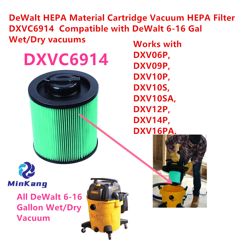 Filtro de material HEPA para aspiradora de cartucho verde DXVC6914 adecuado para aspiradoras de taller DeWalt 