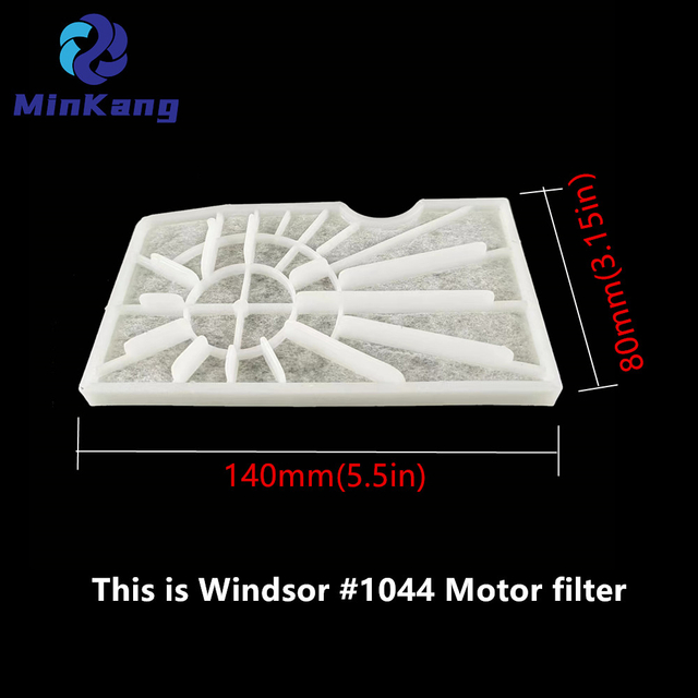  #1044 Filtro de plástico blanco motor para modelos pre-motores versamáticos de Windsor: VS 14 y 18 y VSE 1-3