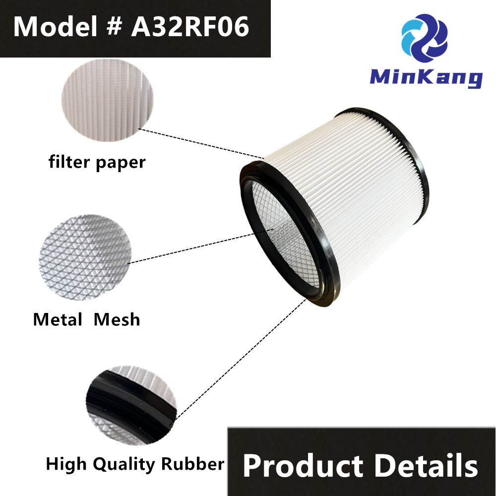 A32RF06 Filtro estándar Cartucho de repuesto Filtro HEPA de vacío para piezas de aspiradora húmeda/seca RYOBI RY40WD01 de 10 galones (blanco)