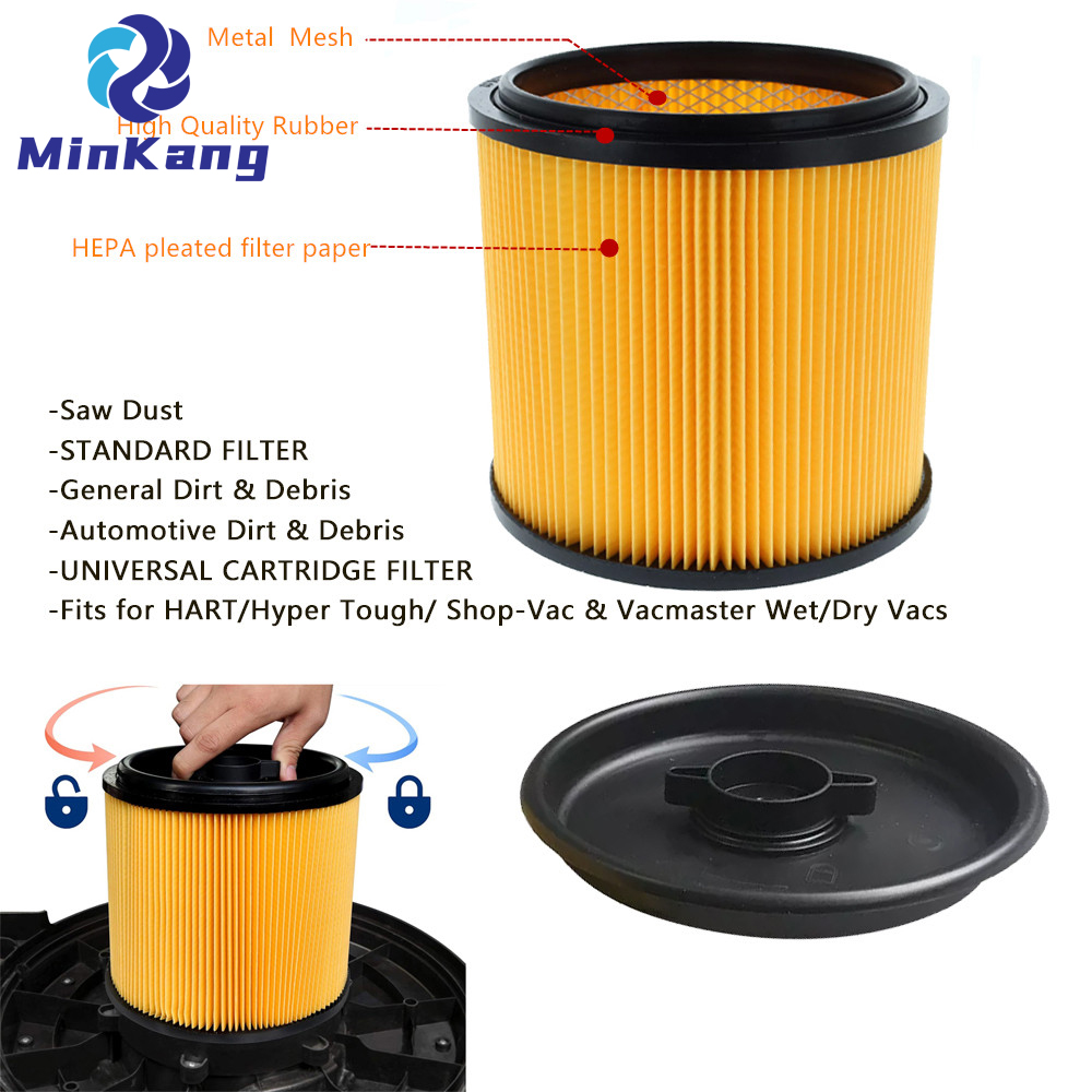 Filtro de vacío de cartucho estándar para aspiradoras húmedas/secas HART/Hyper Tough/Shop-Vac y Vacmaster