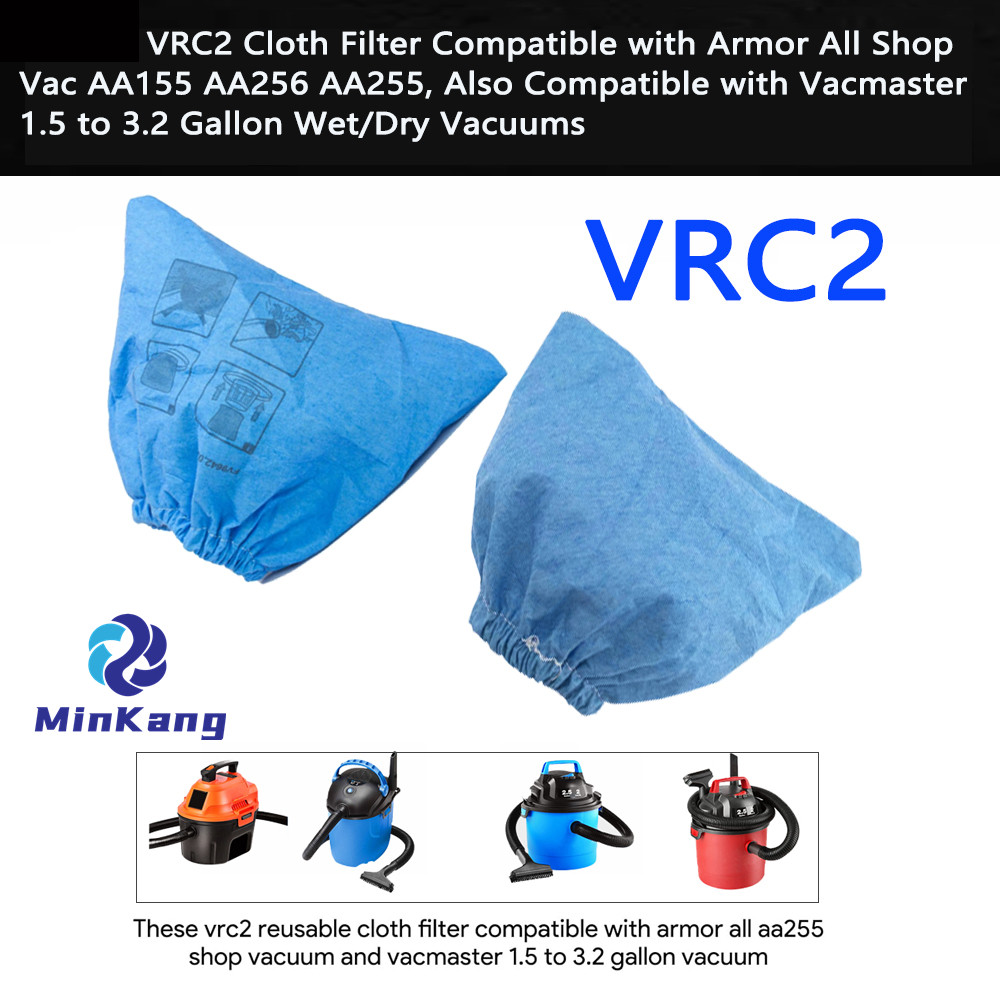 Filtro de tela VRC2 para Armor All Shop Vac AA155 AA256 AA255, también para aspiradoras húmedas/secas Vacmaster de 1,5 a 3,2 galones