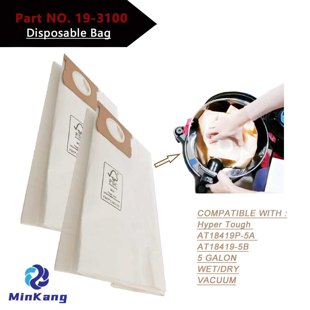 Reemplazo del filtro hepa Hyper Tough de 5 galones para aspiradora húmeda/seca: bolsa desechable con filtro de vacío de alta eficiencia