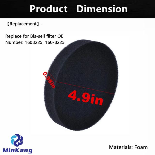 1608225 Filtro premotor para aspiradoras verticales Bissell Select, compatible con 1700 17003 17004 Powerforce Helix vertical sin bolsa