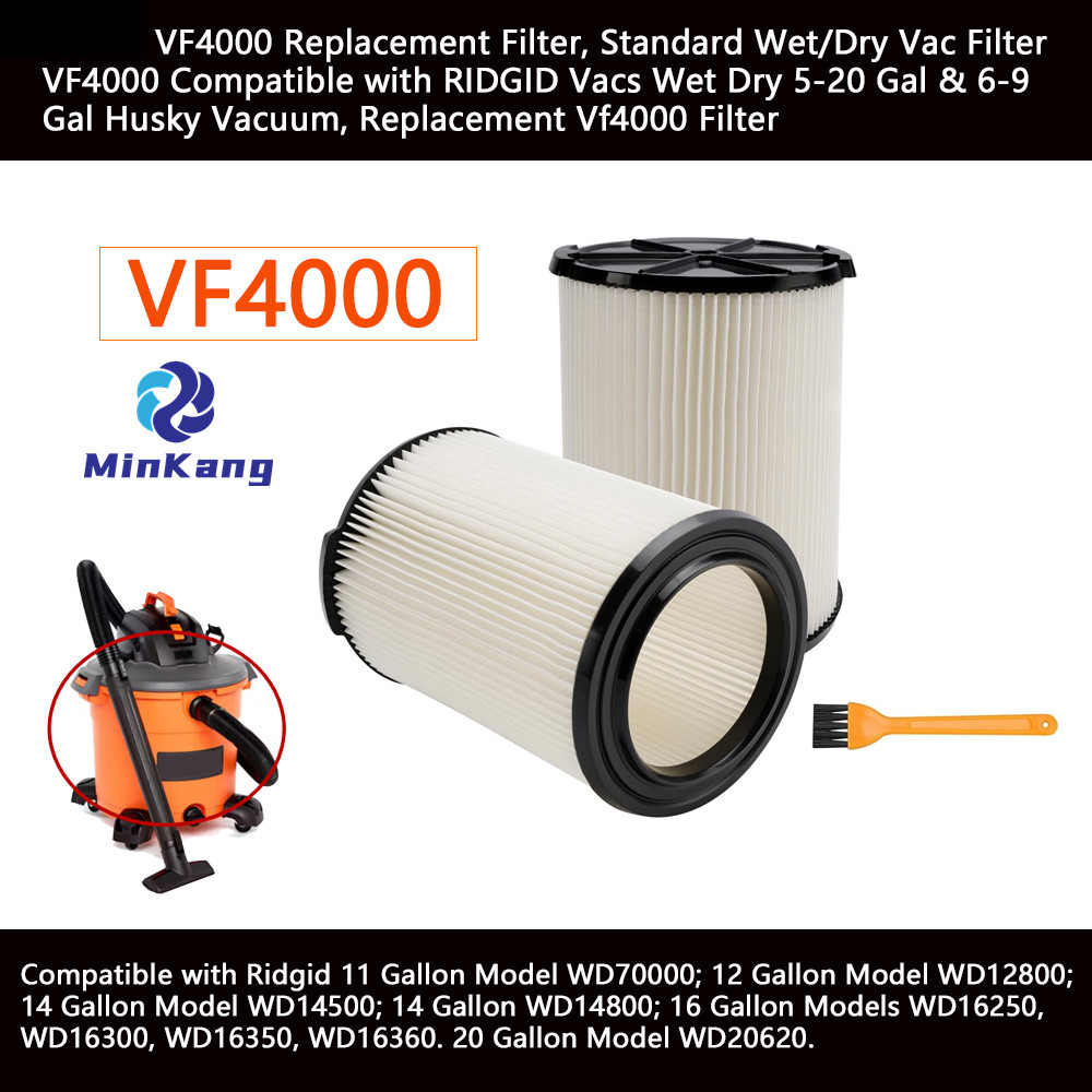 Filtro de repuesto para aspiradora en seco/mojado estándar VF4000 para aspiradoras RIDGID Vacs Wet Dry de 5-20 gal y 6-9 gal Husky