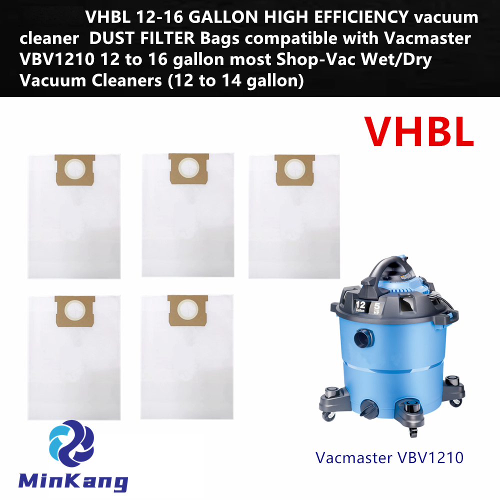 VHBL Bolsas de filtro de polvo de alta eficiencia para Vacmaster VBV1210 de 12 a 16 galones, la mayoría de aspiradoras Shop-Vac húmedas/secas (12 a 14 galones)