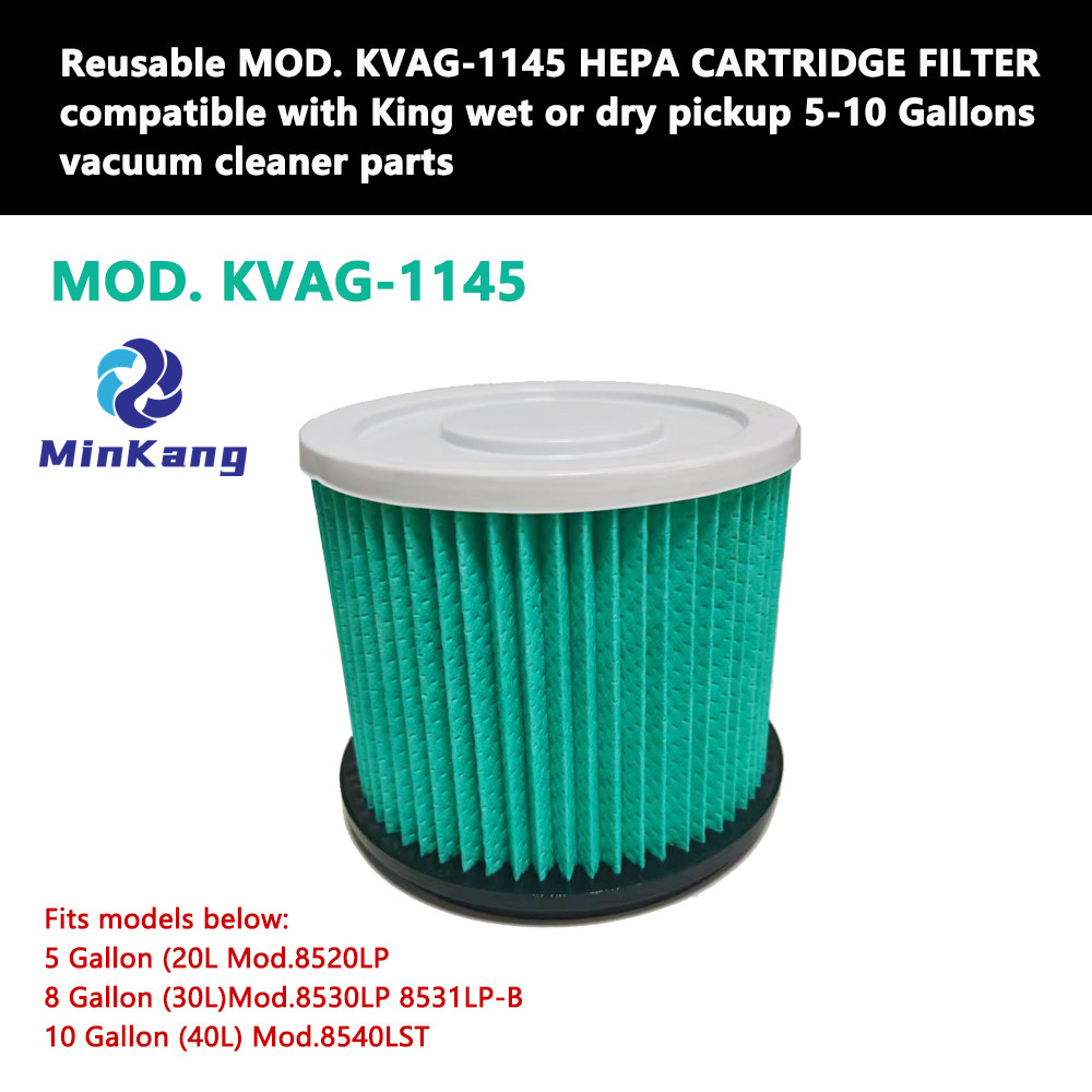Mod reutilizable. Filtro de cartucho HEPA KVAG-1145 para piezas de aspiradora de 5-10 galones rey húmedos o secos