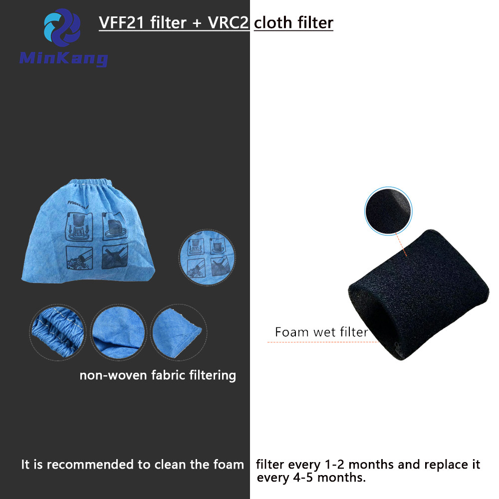 Filtro de espuma VFF21 para la mayoría de las aspiradoras en seco/húmedo Vacmaster de 2,5 a 5 galones y filtro de vacío VRC2 para Armor All de 2,5 galones 