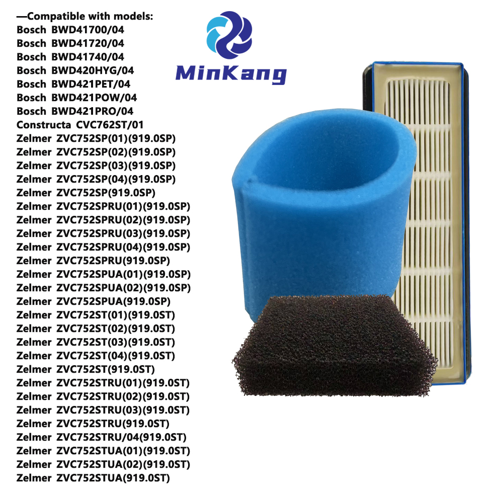  Filtros de aspiradora de lavado compatibles con Zelmer Bosch (00632555, 12000118, 00797694)