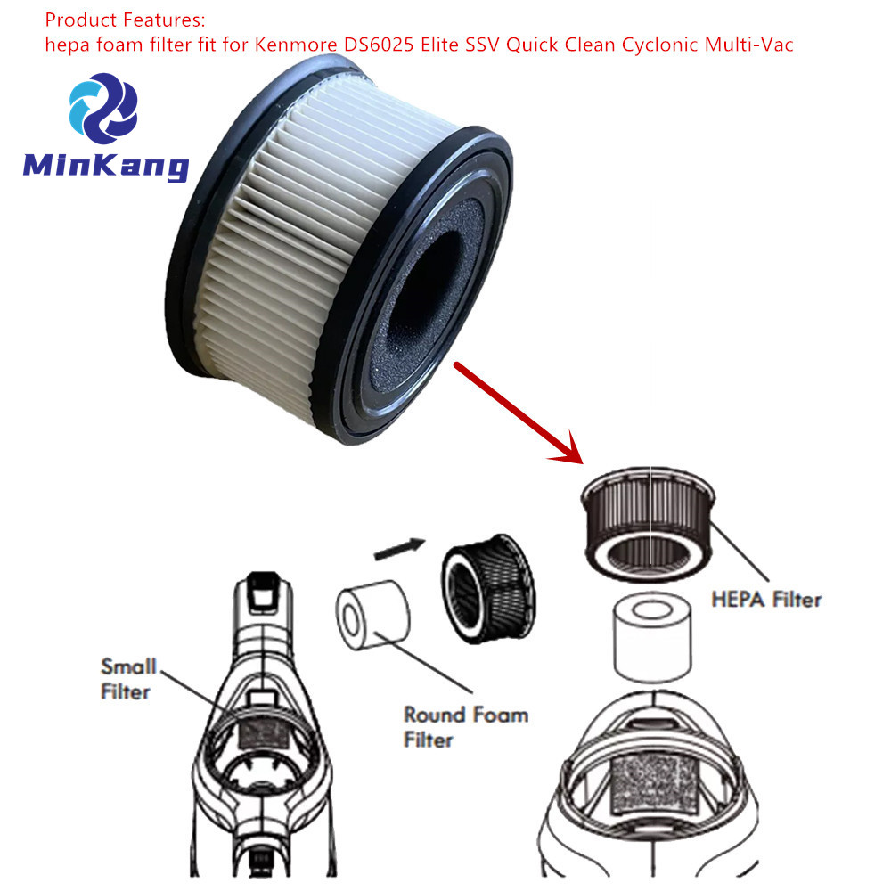 Filtro de espuma Hepa para piezas de aspiradora Kenmore DS6025 Elite SSV Quick Clean Cyclonic Multi-Vac