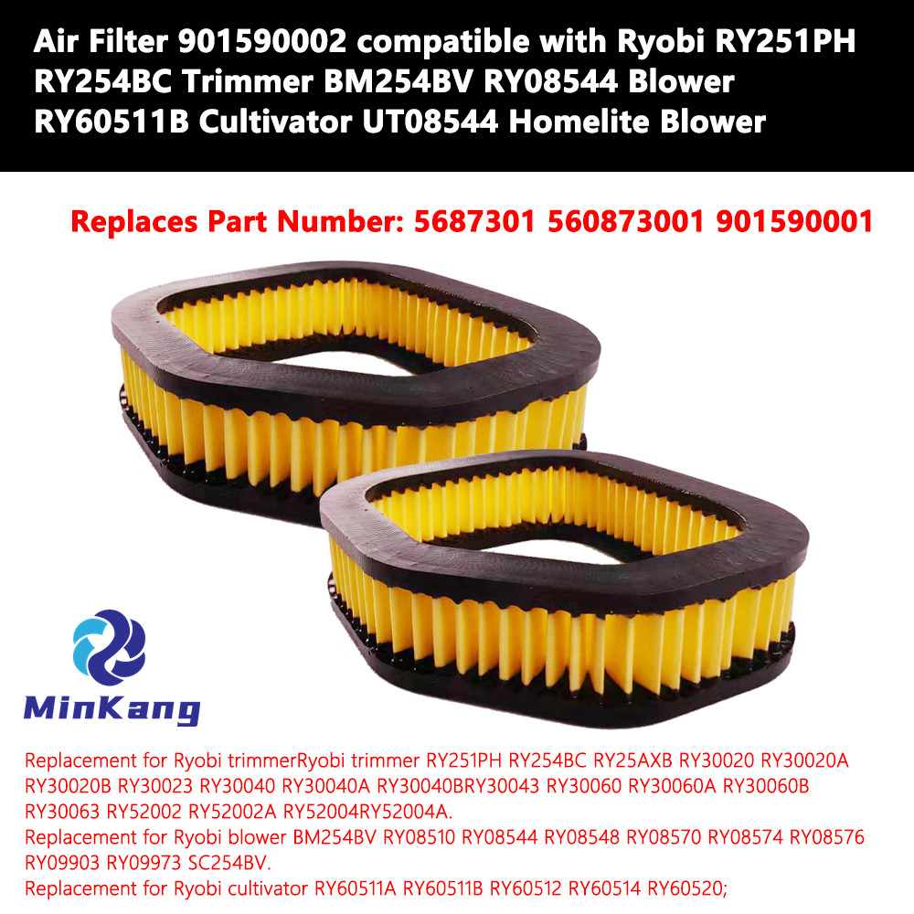 Filtro de aire 901590002 para Ryobi RY251PH RY254BC Recorter BM254BV RY08544 BLOWER RY60511B CULTIVADOR UT08544 HOMELITE BLOWER