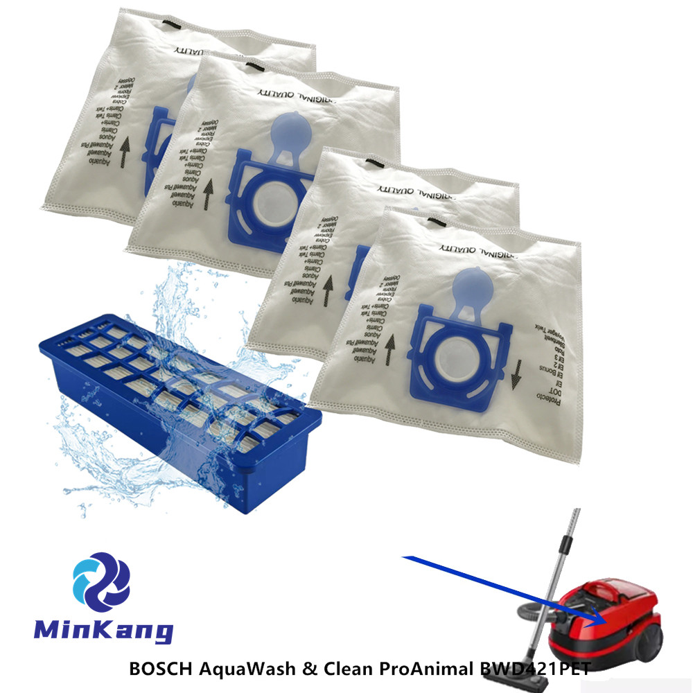 Filtro HEPA y bolsas de polvo para Bosch Aquawash y Clean Prohygienic Wet & Dry BWD420 Hyg Vacuum