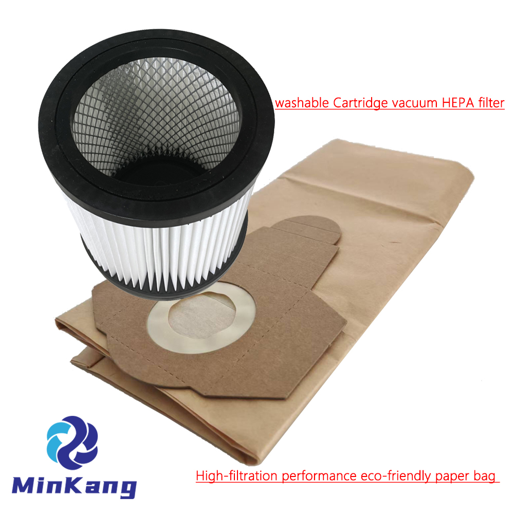 Bolsa de papel + filtro lavable de cartucho para aspiradora Parkside PWD25 A2 