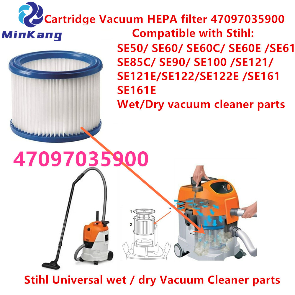 Filtro HEPA de vacío de cartucho 47097035900 para Stihl SE 85 C,SE-62, SE 100, SE 90 Piezas universales de aspiradora húmeda/seca