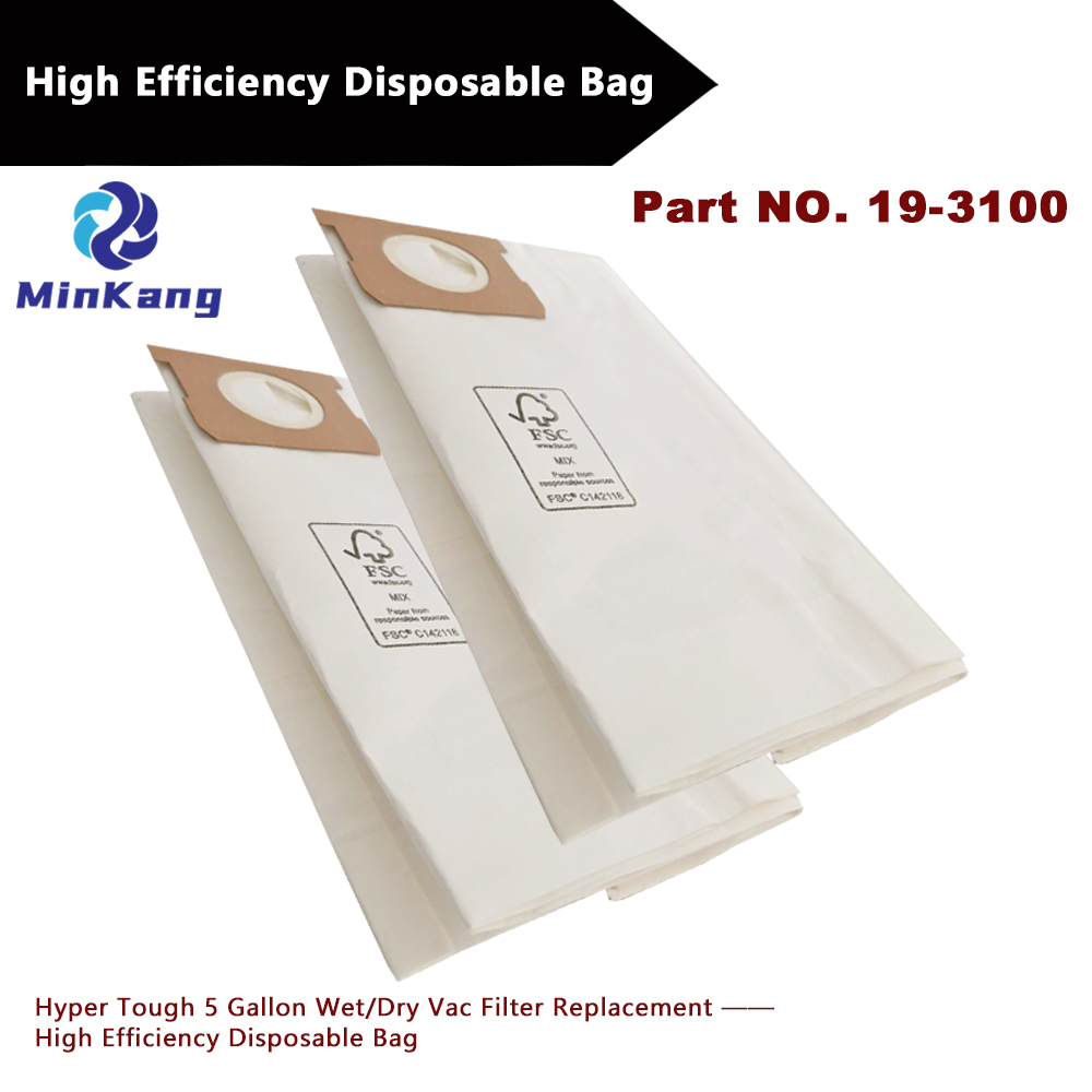 Reemplazo del filtro hepa Hyper Tough de 5 galones para aspiradora húmeda/seca: bolsa desechable con filtro de vacío de alta eficiencia