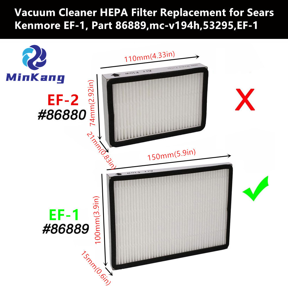 Filtro de medios HEPA EF-1 para Kenmore 86889, 20-86889, 40324, 53295, bote y aspiradora vertical, para Panasonic Part MC-V199H