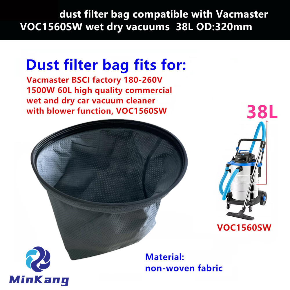 Bolsa de filtro de polvo para aspiradoras en seco y húmedo Vacmaster VOC1560SW 38L OD: 320mm