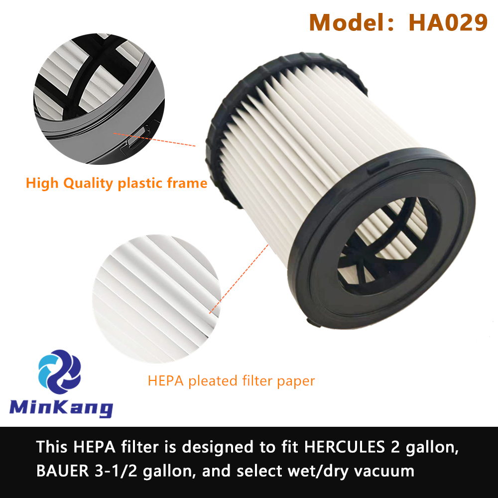 Filtro HEPA de vacío de cartucho de reemplazo para 2 y 3-1/2 galones Hércules y limpieza de filtro de vacío Bauer