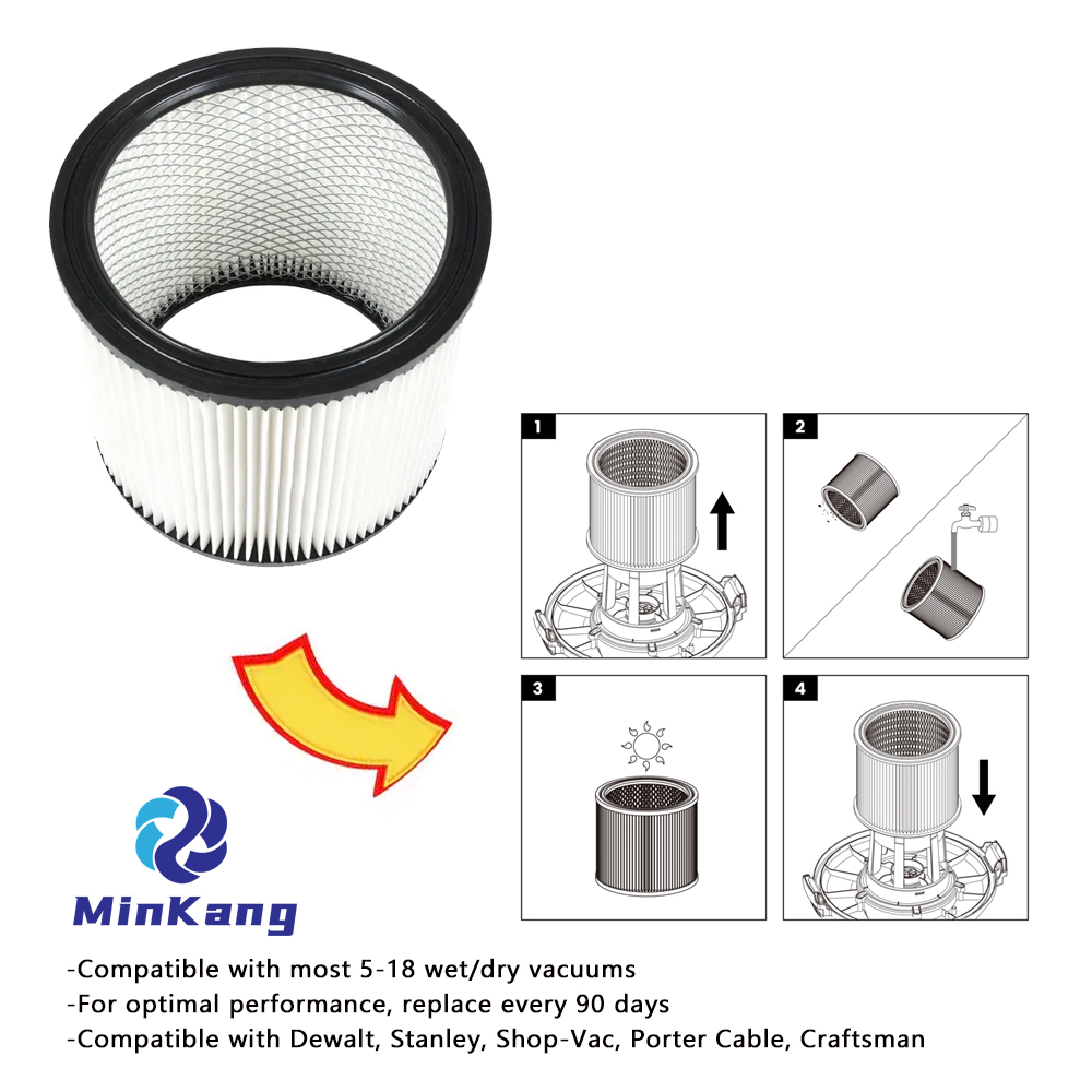  Reemplazo de filtro Hepa de cartucho estándar para aspiradora en seco/mojado de 5 a 18 galones sin tapa