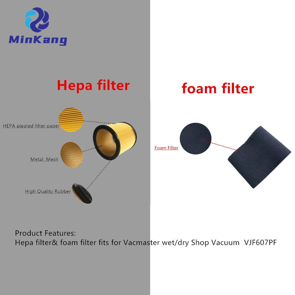 Filtro Hepa y filtro de espuma para aspiradora de taller húmedo/seco Vacmaster VJF607PF